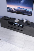 New Modern High - Gloss LED TV Stand Cabinet – Sleek Media Console with Integrated LED Accent Lighting - with BLACK | Sold by Uncle Wiener's Wholesale