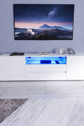 New Modern High - Gloss LED TV Stand Cabinet – Sleek Media Console with Integrated LED Accent Lighting - with WHITE | Sold by Uncle Wiener's Wholesale
