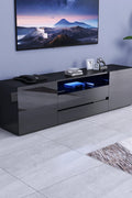 New Modern High - Gloss LED TV Stand Cabinet – Sleek Media Console with Integrated LED Accent Lighting - with BLACK | Sold by Uncle Wiener's Wholesale