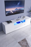 New Modern High - Gloss LED TV Stand Cabinet – Sleek Media Console with Integrated LED Accent Lighting - with WHITE | Sold by Uncle Wiener's Wholesale