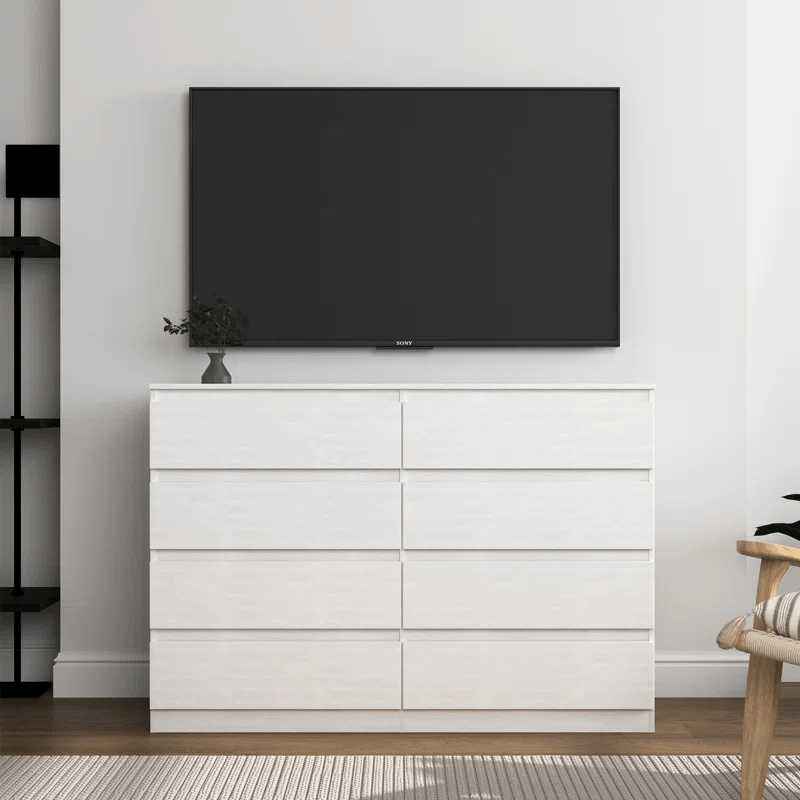 “White high gloss 2-drawer bedroom dresser”

“Black modern drawer chest with glossy finish”

“Modern white storage cabinet in bedroom setting”

“High gloss 8-drawer dresser for large storage”

“Contemporary white and black dressers for bedrooms”

