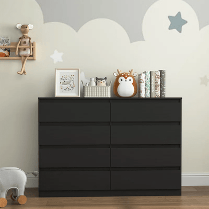 “White high gloss 2-drawer bedroom dresser”

“Black modern drawer chest with glossy finish”

“Modern white storage cabinet in bedroom setting”

“High gloss 8-drawer dresser for large storage”

“Contemporary white and black dressers for bedrooms”

