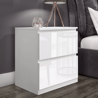 “White high gloss 2-drawer bedroom dresser”

“Black modern drawer chest with glossy finish”

“Modern white storage cabinet in bedroom setting”

“High gloss 8-drawer dresser for large storage”

“Contemporary white and black dressers for bedrooms”

