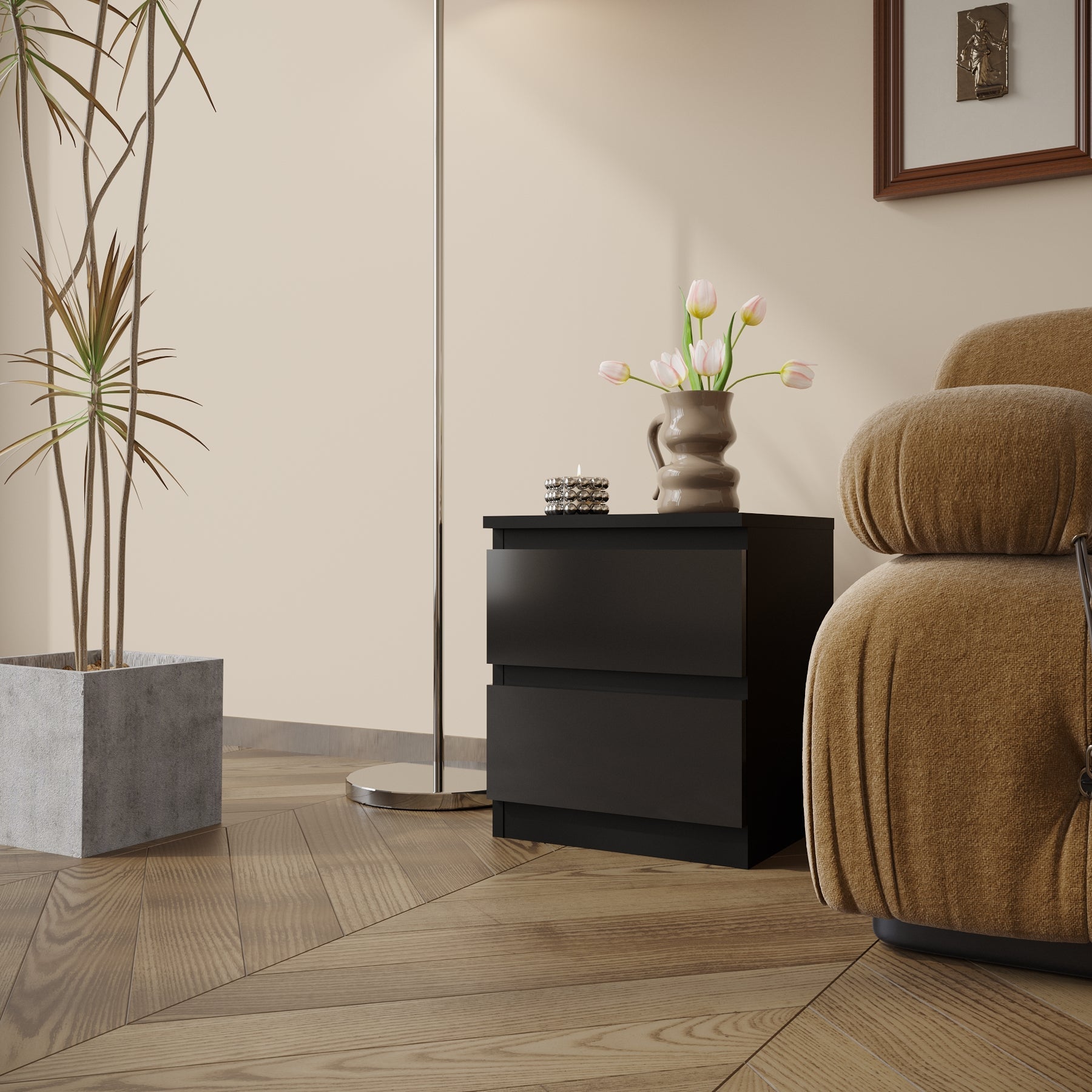 “White high gloss 2-drawer bedroom dresser”

“Black modern drawer chest with glossy finish”

“Modern white storage cabinet in bedroom setting”

“High gloss 8-drawer dresser for large storage”

“Contemporary white and black dressers for bedrooms”

