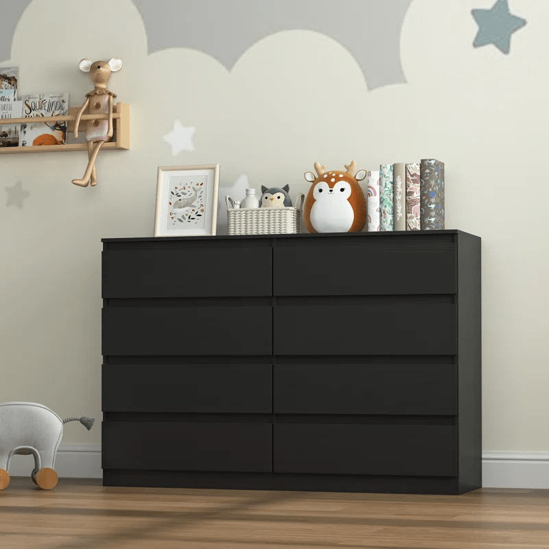 “White high gloss 2-drawer bedroom dresser”

“Black modern drawer chest with glossy finish”

“Modern white storage cabinet in bedroom setting”

“High gloss 8-drawer dresser for large storage”

“Contemporary white and black dressers for bedrooms”

