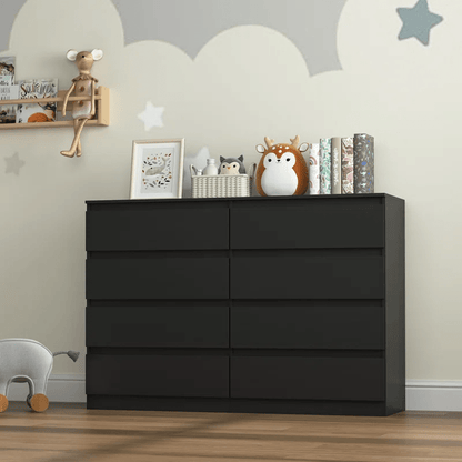 “White high gloss 2-drawer bedroom dresser”

“Black modern drawer chest with glossy finish”

“Modern white storage cabinet in bedroom setting”

“High gloss 8-drawer dresser for large storage”

“Contemporary white and black dressers for bedrooms”

