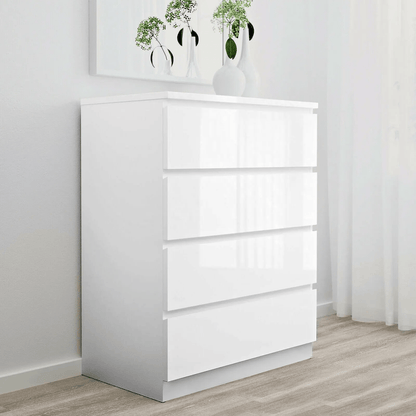 “White high gloss 2-drawer bedroom dresser”

“Black modern drawer chest with glossy finish”

“Modern white storage cabinet in bedroom setting”

“High gloss 8-drawer dresser for large storage”

“Contemporary white and black dressers for bedrooms”

