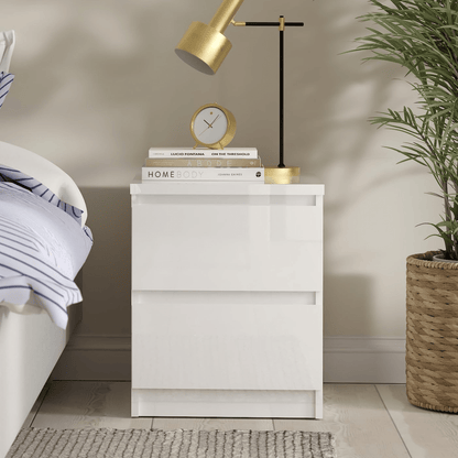 “White high gloss 2-drawer bedroom dresser”

“Black modern drawer chest with glossy finish”

“Modern white storage cabinet in bedroom setting”

“High gloss 8-drawer dresser for large storage”

“Contemporary white and black dressers for bedrooms”

