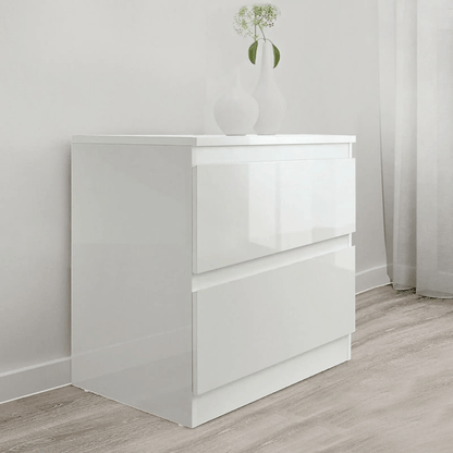 “White high gloss 2-drawer bedroom dresser”

“Black modern drawer chest with glossy finish”

“Modern white storage cabinet in bedroom setting”

“High gloss 8-drawer dresser for large storage”

“Contemporary white and black dressers for bedrooms”

