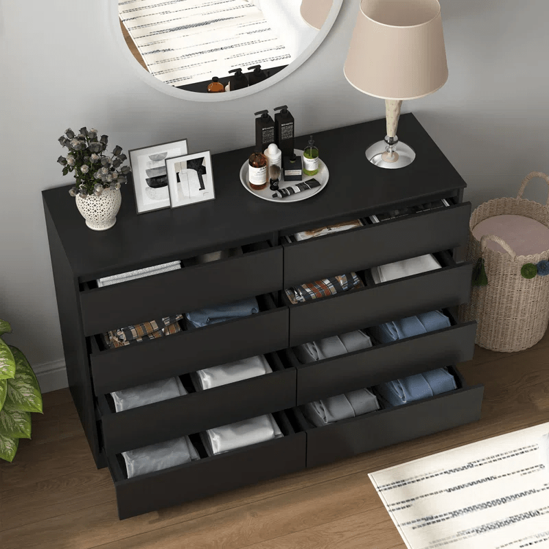 “White high gloss 2-drawer bedroom dresser”

“Black modern drawer chest with glossy finish”

“Modern white storage cabinet in bedroom setting”

“High gloss 8-drawer dresser for large storage”

“Contemporary white and black dressers for bedrooms”

