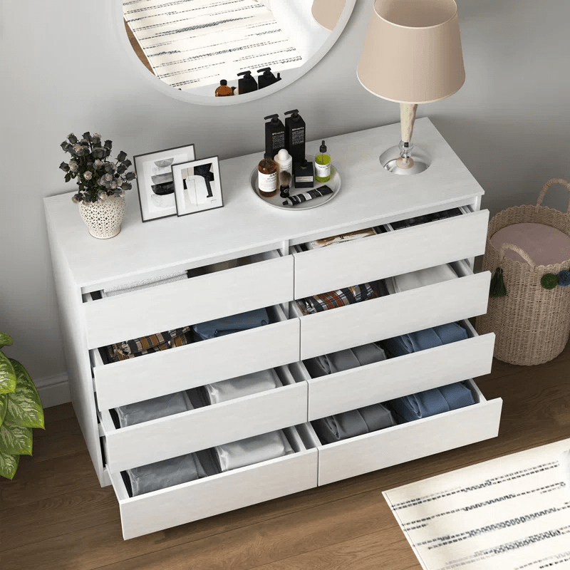 “White high gloss 2-drawer bedroom dresser”

“Black modern drawer chest with glossy finish”

“Modern white storage cabinet in bedroom setting”

“High gloss 8-drawer dresser for large storage”

“Contemporary white and black dressers for bedrooms”

