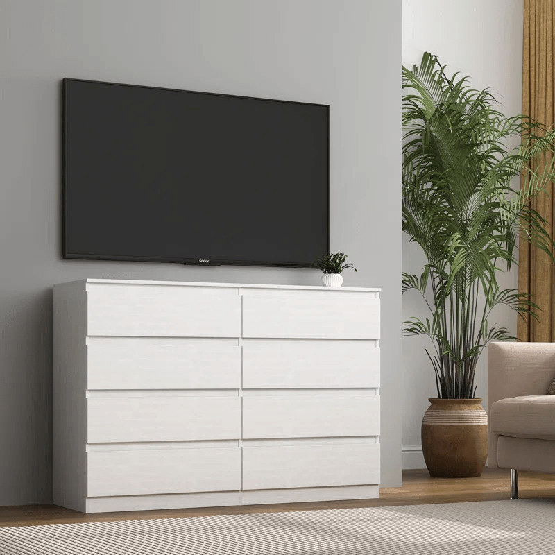 “White high gloss 2-drawer bedroom dresser”

“Black modern drawer chest with glossy finish”

“Modern white storage cabinet in bedroom setting”

“High gloss 8-drawer dresser for large storage”

“Contemporary white and black dressers for bedrooms”

