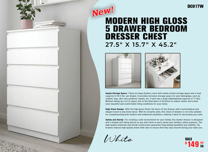 “White high gloss 2-drawer bedroom dresser”

“Black modern drawer chest with glossy finish”

“Modern white storage cabinet in bedroom setting”

“High gloss 8-drawer dresser for large storage”

“Contemporary white and black dressers for bedrooms”

