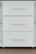 Black high gloss LED TV cabinet in living room setup
White buffet sideboard with drawers and LED lights
Modern entertainment unit with glass shelving and TV
LED color lighting demo of high gloss sideboard
Back view of storage cabinet setup
Removable center shelf in TV cabinet
Interior drawer and shelving details