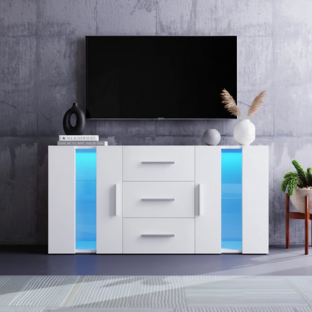 New Modern High Gloss Storage Cupboard – TV Cabinet & Buffet Sideboard Unit - with White | Sold by Uncle Wiener's Wholesale