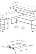 "Modern L-shaped home office desk with wood grain finish"

"Corner workstation desk with metal frame and storage shelves"

"White modern L-shaped computer desk for home office"

"Spacious workstation setup with storage shelving"

"Home office desk with wood grain surface and black frame"