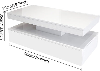 White modern LED coffee table with RGB lights in living room
2-tier high gloss coffee table with remote and colorful lighting
RGB LED coffee table illuminated with 16 color options
Contemporary LED coffee table with under-shelf storage
Stylish white LED light coffee table for modern interiors