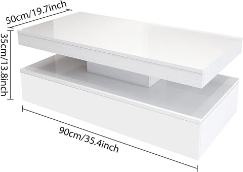 White modern LED coffee table with RGB lights in living room
2-tier high gloss coffee table with remote and colorful lighting
RGB LED coffee table illuminated with 16 color options
Contemporary LED coffee table with under-shelf storage
Stylish white LED light coffee table for modern interiors