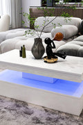 White modern LED coffee table with RGB lights in living room
2-tier high gloss coffee table with remote and colorful lighting
RGB LED coffee table illuminated with 16 color options
Contemporary LED coffee table with under-shelf storage
Stylish white LED light coffee table for modern interiors