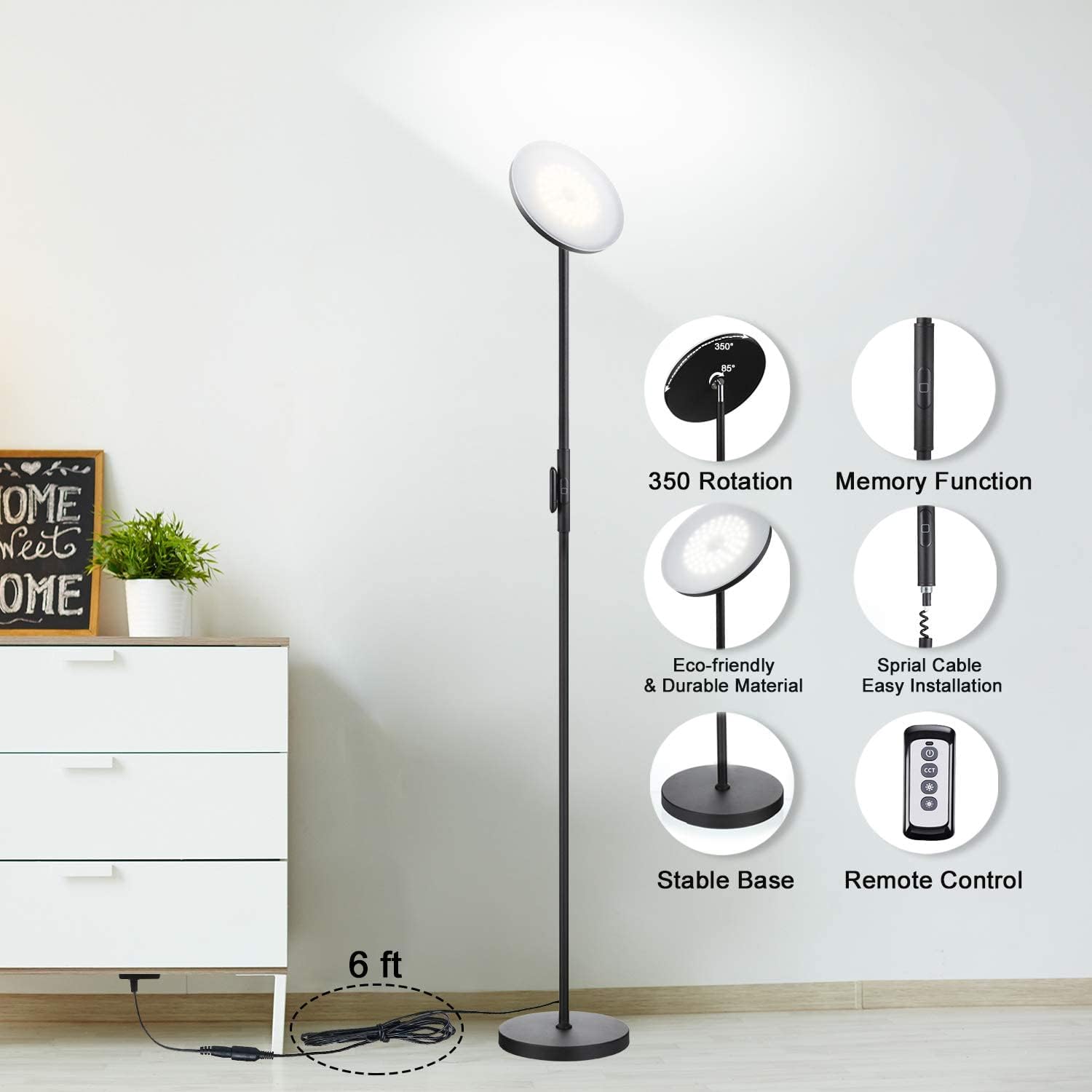 “Modern 30W Black LED Floor Lamp with Remote Control”

“LED Dimmable Floor Lamp with 3 Color Temperatures”

“Touch & Remote-Controlled Standing Lamp for Bedroom or Office”