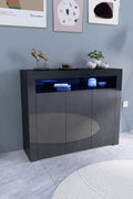 Black LED gloss sideboard in living room with lights on
White gloss LED storage cabinet with soft glow
Close-up of cabinet doors with glossy finish
Side angle showing multicolor LED lighting
Living room setup with LED sideboard beneath TV
White version styled in modern kitchen