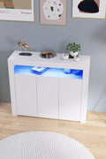 Black LED gloss sideboard in living room with lights on
White gloss LED storage cabinet with soft glow
Close-up of cabinet doors with glossy finish
Side angle showing multicolor LED lighting
Living room setup with LED sideboard beneath TV
White version styled in modern kitchen