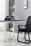 Modern black and white minimalist computer desk – Model SD002B
Compact wood workstation table for home office or study