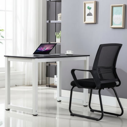 Modern black and white minimalist computer desk – Model SD002B
Compact wood workstation table for home office or study