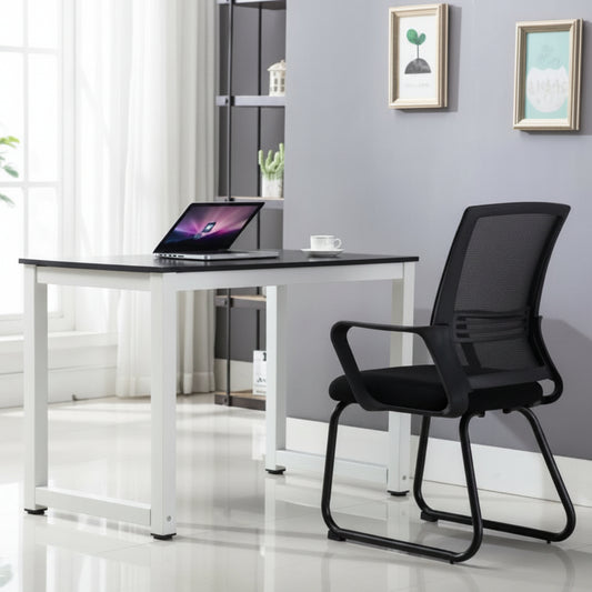 Modern black and white minimalist computer desk – Model SD002B
Compact wood workstation table for home office or study