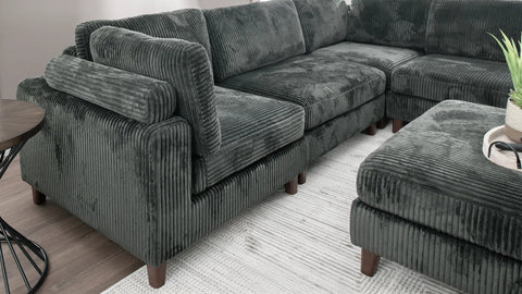 Modular 10FT Corduroy Sofa in Neutral Color – Front View

Plush Ribbed Sofa with Sectional Configuration

Modern Corduroy Couch – Wide Seating Sofa for Living Room

Corner View of 10FT Modular Sofa in Living Space

Cozy Corduroy Sofa with Medium-Soft Cushions