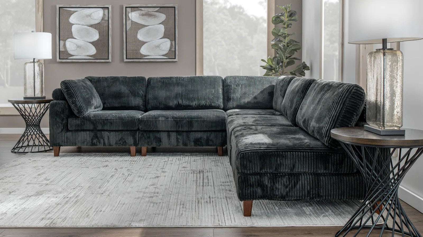 Modular 10FT Corduroy Sofa in Neutral Color – Front View

Plush Ribbed Sofa with Sectional Configuration

Modern Corduroy Couch – Wide Seating Sofa for Living Room

Corner View of 10FT Modular Sofa in Living Space

Cozy Corduroy Sofa with Medium-Soft Cushions