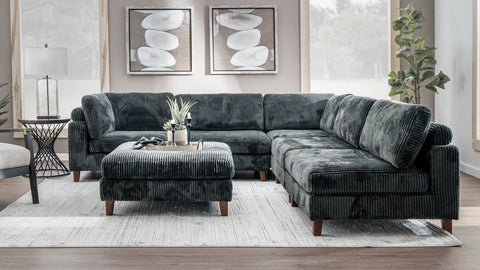 Modular 10FT Corduroy Sofa in Neutral Color – Front View

Plush Ribbed Sofa with Sectional Configuration

Modern Corduroy Couch – Wide Seating Sofa for Living Room

Corner View of 10FT Modular Sofa in Living Space

Cozy Corduroy Sofa with Medium-Soft Cushions