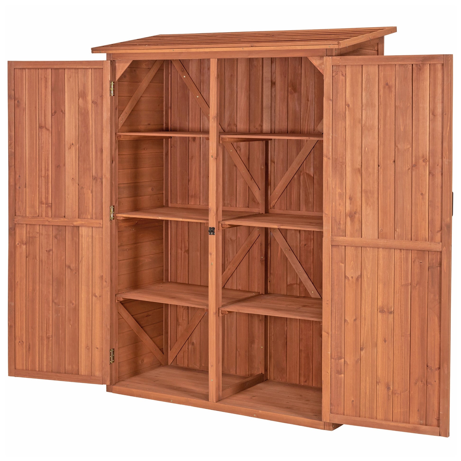 Multi-Compartment Outdoor Storage Cabinet Front View

Wooden Heavy-Duty Garden Storage Shed

Spacious Backyard Storage Cabinet for Tools and Supplies