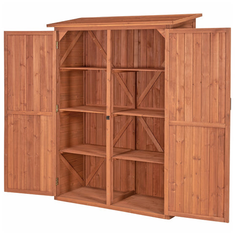 Multi-Compartment Outdoor Storage Cabinet Front View

Wooden Heavy-Duty Garden Storage Shed

Spacious Backyard Storage Cabinet for Tools and Supplies