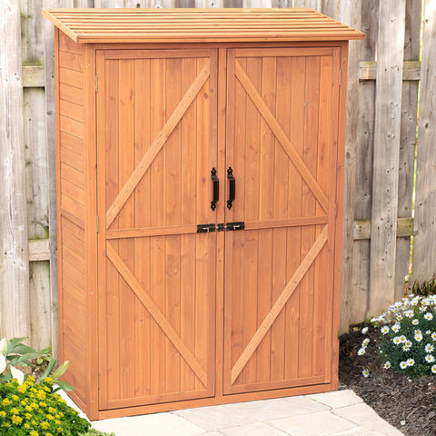Multi-Compartment Outdoor Storage Cabinet Front View

Wooden Heavy-Duty Garden Storage Shed

Spacious Backyard Storage Cabinet for Tools and Supplies