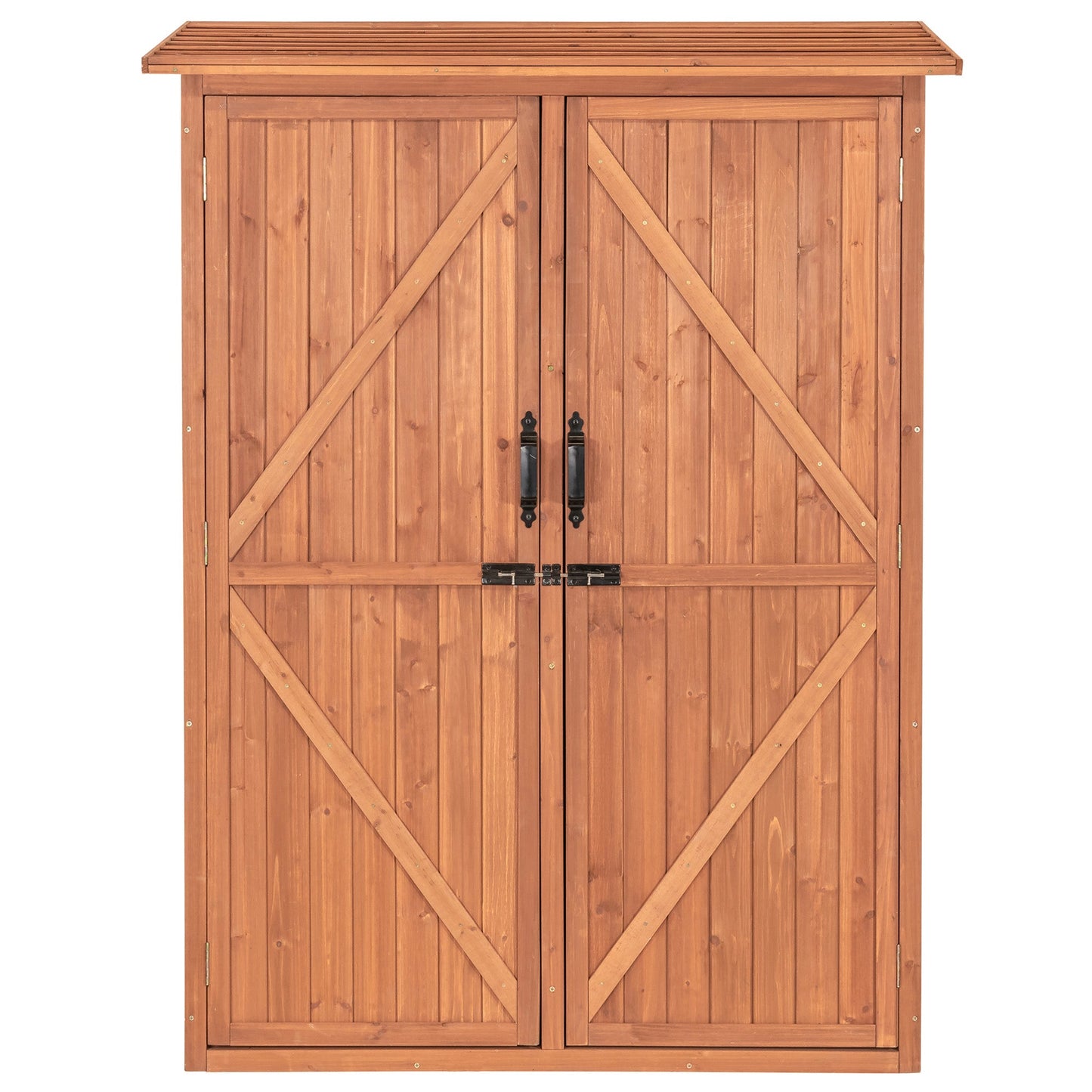 Multi-Compartment Outdoor Storage Cabinet Front View

Wooden Heavy-Duty Garden Storage Shed

Spacious Backyard Storage Cabinet for Tools and Supplies