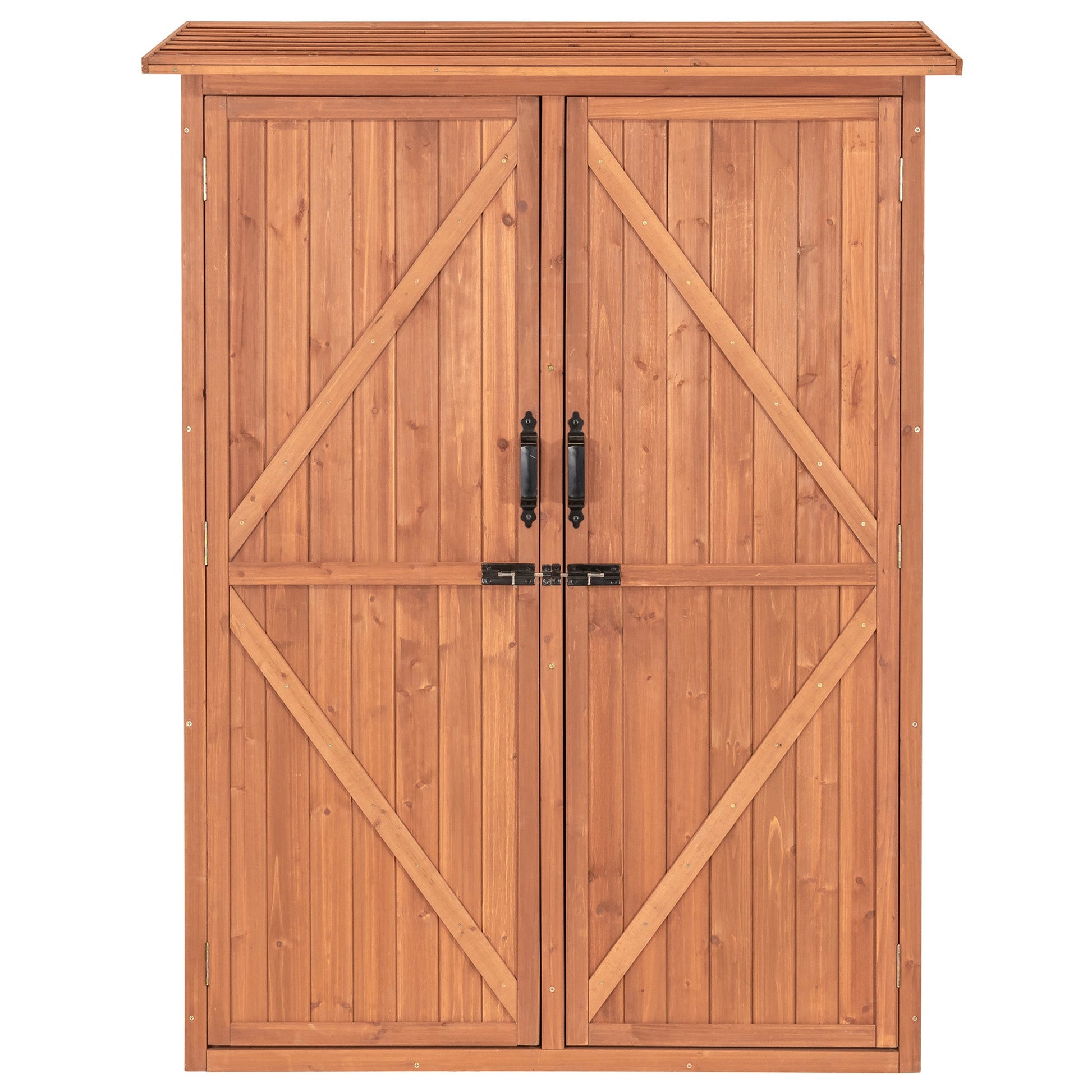 Multi-Compartment Outdoor Storage Cabinet Front View

Wooden Heavy-Duty Garden Storage Shed

Spacious Backyard Storage Cabinet for Tools and Supplies