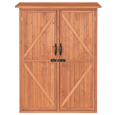 Multi-Compartment Outdoor Storage Cabinet Front View

Wooden Heavy-Duty Garden Storage Shed

Spacious Backyard Storage Cabinet for Tools and Supplies