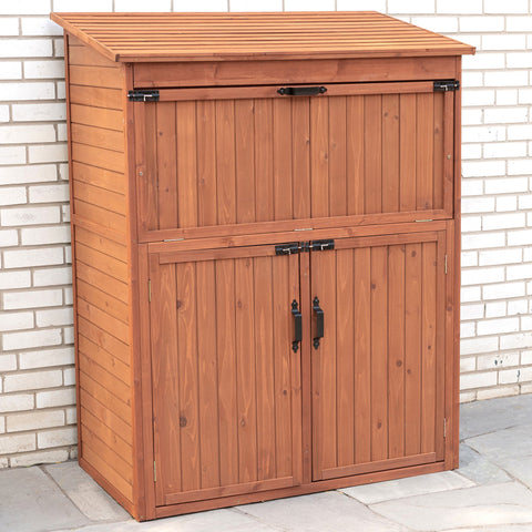 Outdoor Wooden Storage Cabinet with Shelves for Backyard

Multi-Compartment Wood Storage Locker for Garage Organization

Brown Outdoor Storage Cabinet for Garden Tools and Supplies

Rustic Backyard Storage Cabinet with Double Doors

Weatherproof Multi-Shelf Storage Cabinet for Patio or Deck