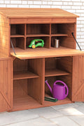 Outdoor Wooden Storage Cabinet with Shelves for Backyard

Multi-Compartment Wood Storage Locker for Garage Organization

Brown Outdoor Storage Cabinet for Garden Tools and Supplies

Rustic Backyard Storage Cabinet with Double Doors

Weatherproof Multi-Shelf Storage Cabinet for Patio or Deck