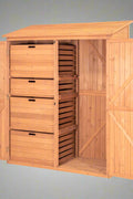 Multi-Compartment Outdoor Storage Cabinet with Pull-Out Crates

Wooden Garden Storage Cabinet for Tools and Accessories

Rustic Brown Outdoor Storage Cabinet with Multiple Shelves

Backyard Wooden Storage Box for Garden Organization