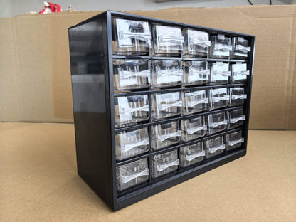 Multipurpose fastener kit with labeled drawers

1001-piece screw and bolt organizer cabinet

Open storage cabinet with hardware compartments

Assorted fasteners and storage trays

Compact metal fastener case for shop and garage use