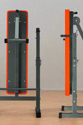 Adjustable Olympic workout bench with barbell rack and red cushion

Multifunctional fitness bench for squats, presses, and dumbbell exercises
Foldable gym bench with 6-position backrest and anti-slip base
Compact home gym bench with barbell stand and dip handles
Full-body strength training bench for home or personal gym use