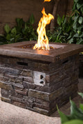 New Natural Stone Square Fiberglass Gas Firepit – 40,000 BTU with Lava Rocks & Cover | SKU: HF30502 - with | Sold by Uncle Wiener's Wholesale