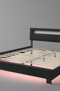 Modern black upholstered bed frame with LED headboard and PU leather finish – available in Twin, Full, Queen, and King sizes
