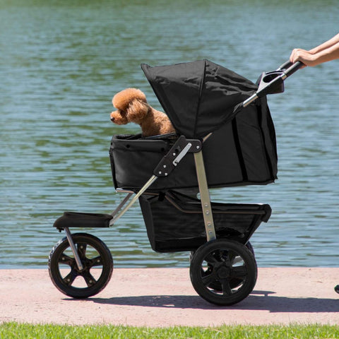 New New Deluxe 3 - Wheel Foldable Pet Stroller – Lightweight & Portable 411353 - with | Sold by Uncle Wiener's Wholesale