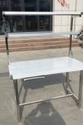 New New Stainless Steel Prep Table with Overshelf – Commercial Kitchen Workstation 1218244 - with | Sold by Uncle Wiener's Wholesale