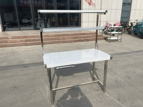New New Stainless Steel Prep Table with Overshelf – Commercial Kitchen Workstation 1218244 - with | Sold by Uncle Wiener's Wholesale