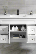 Undermount ceramic sink installation with sleek vanity countertop design – Newport vanity