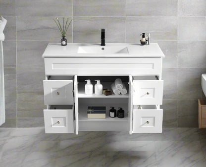 Undermount ceramic sink installation with sleek vanity countertop design – Newport vanity